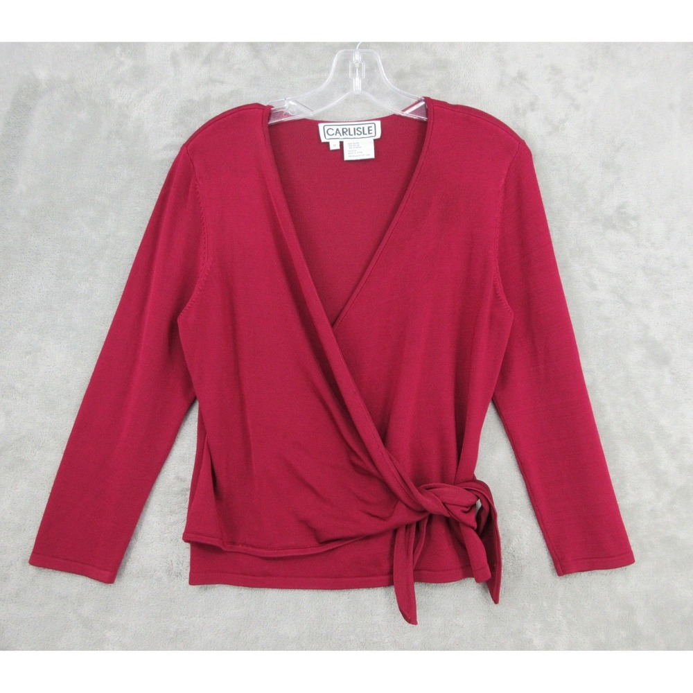 Carlisle Sweater Womens Size M Side Tie Quiet Luxury Luxury Office Career Red